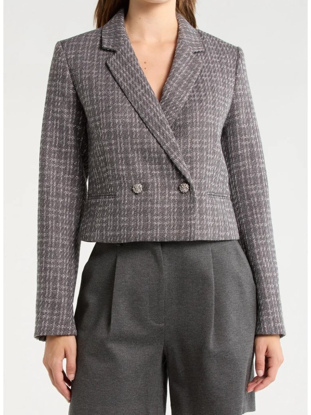 NWT Rag & Bone Size 4 Elvy Crop Tweed Dusty Mauve Blazer Msrp $598